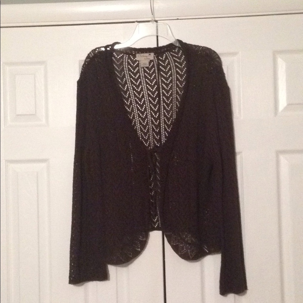 Brown open weave cardigan